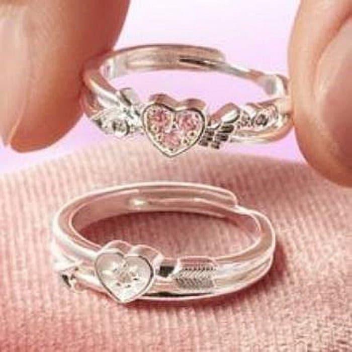 愛神邱比特之箭情侶對戒 韓版水鑽戒指 心吻指尖戒指 開口可調節戒指 翅膀戒指愛心戒指 情侶戒指 男女戒指飾品 情人節禮物-細節圖7