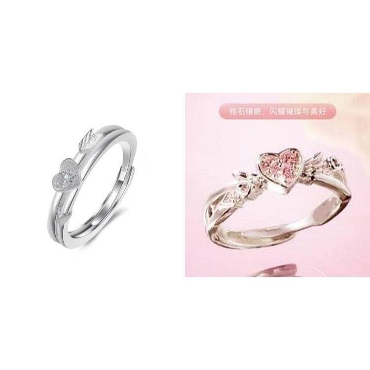 愛神邱比特之箭情侶對戒 韓版水鑽戒指 心吻指尖戒指 開口可調節戒指 翅膀戒指愛心戒指 情侶戒指 男女戒指飾品 情人節禮物-細節圖9