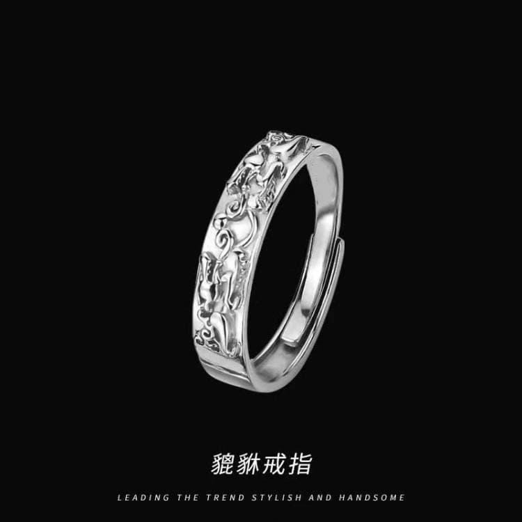 貔貅戒指 食指戒 男女戒指 招財戒指 復古戒指 開運飾品 指環 戒指女 戒指男 情侶戒指 轉運戒指 可調節戒指 開口戒指-細節圖4