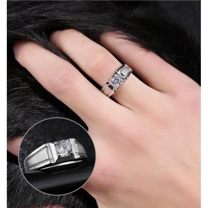 日韓生活館 男士戒指 奢華霸氣男戒 寬版大戒指 水晶鋯石戒指 商務男戒 個性型男配件 鍍白金戒指 男生飾品 活圍可調戒指-細節圖2