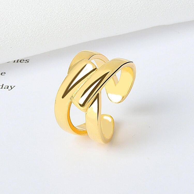 多層交叉戒指 幾何光面戒指 情侶戒指對戒 開口戒指可調節戒指 飾品 時尚簡約指環 戒指女 冷淡風素面戒指 食指戒 戒指男-細節圖5