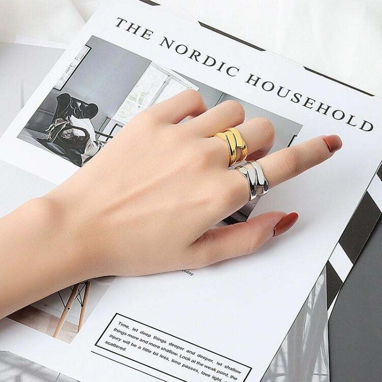 多層交叉戒指 幾何光面戒指 情侶戒指對戒 開口戒指可調節戒指 飾品 時尚簡約指環 戒指女 冷淡風素面戒指 食指戒 戒指男-細節圖8