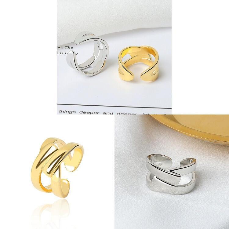 多層交叉戒指 幾何光面戒指 情侶戒指對戒 開口戒指可調節戒指 飾品 時尚簡約指環 戒指女 冷淡風素面戒指 食指戒 戒指男-細節圖9
