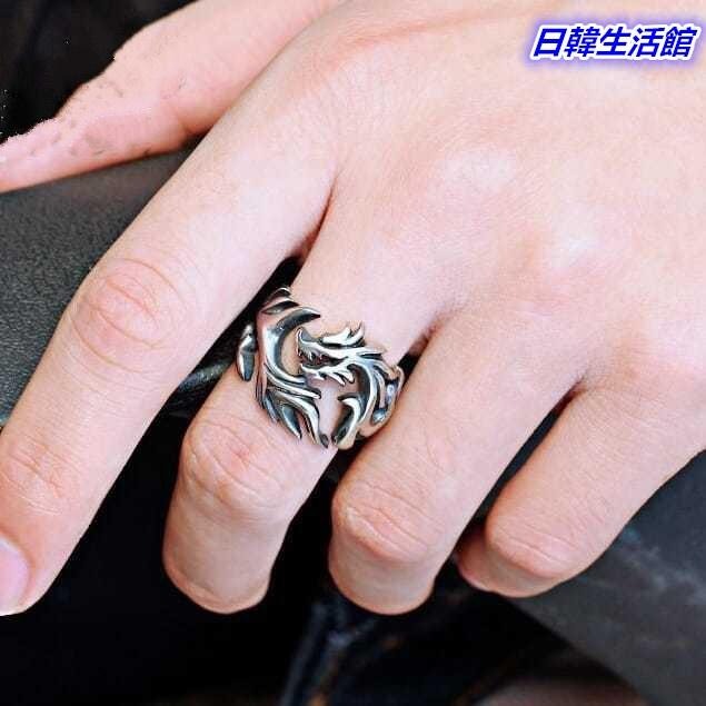 至尊龍戒 復古時尚男士首飾 男生戒指 中國龍紋戒 生肖動物指環 個性型男配件 鈦鋼戒指 霸氣款男戒 寬版大戒指 男性飾品-細節圖4
