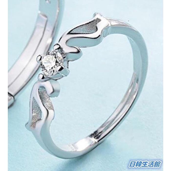 天使翅膀戒指 韓風首飾 女生戒指 活圍戒指 可調戒指 水晶鋯石戒指 韓國流行飾品 天使之翼戒指 銀飾 潮流指環 氣質銀戒-細節圖5