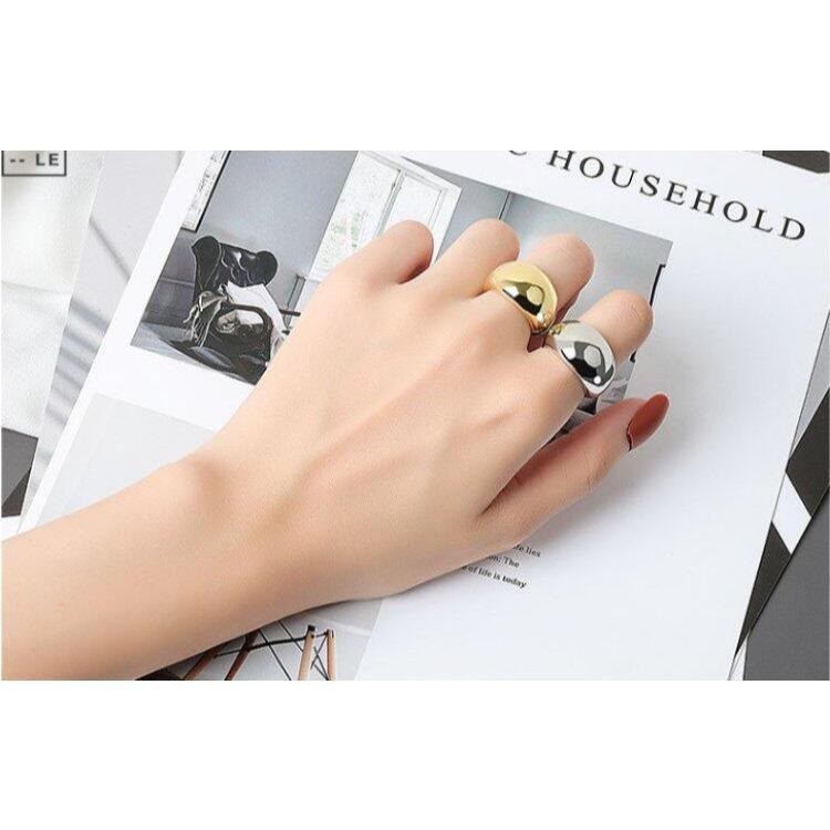 寬面戒指 大戒指 亮面戒指 歐美風簡約男女戒指 設計感個性戒指 圓弧形光面戒指 素面戒指 粗戒指 飾品 戒指女 開口指環-細節圖3