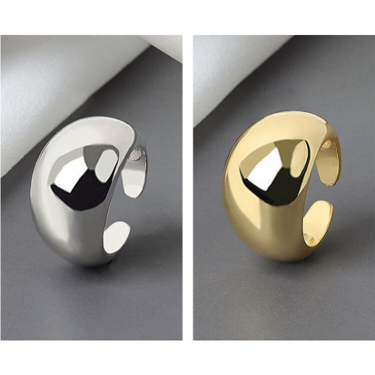 寬面戒指 大戒指 亮面戒指 歐美風簡約男女戒指 設計感個性戒指 圓弧形光面戒指 素面戒指 粗戒指 飾品 戒指女 開口指環-細節圖4