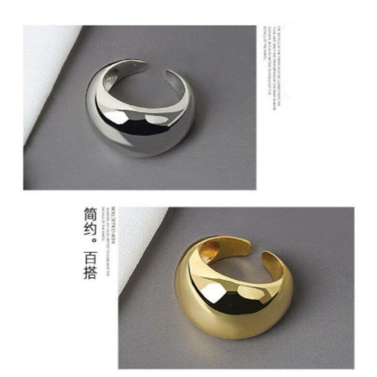 寬面戒指 大戒指 亮面戒指 歐美風簡約男女戒指 設計感個性戒指 圓弧形光面戒指 素面戒指 粗戒指 飾品 戒指女 開口指環-細節圖5