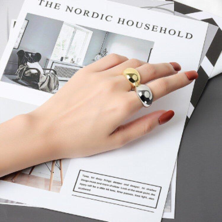 寬面戒指 大戒指 亮面戒指 歐美風簡約男女戒指 設計感個性戒指 圓弧形光面戒指 素面戒指 粗戒指 飾品 戒指女 開口指環-細節圖6