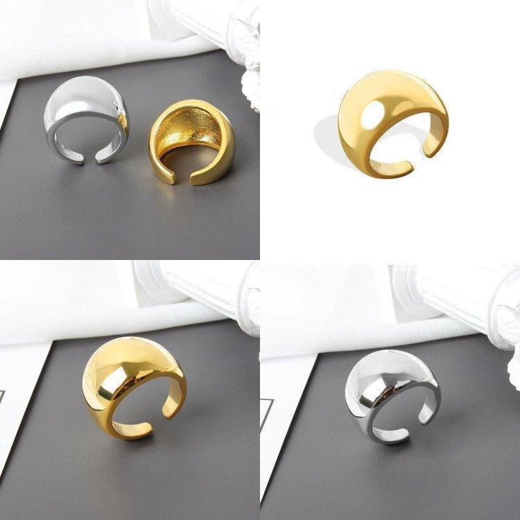 寬面戒指 大戒指 亮面戒指 歐美風簡約男女戒指 設計感個性戒指 圓弧形光面戒指 素面戒指 粗戒指 飾品 戒指女 開口指環-細節圖8