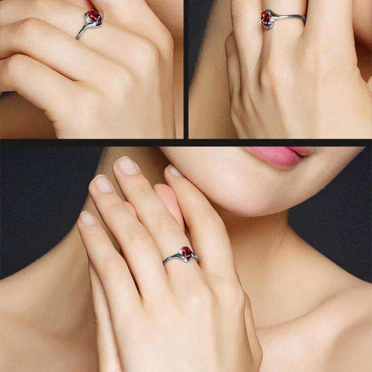 戒指女 仿真紅寶石戒指 開口戒指 女生飾品 藍寶石戒指 可調節戒指 水晶戒指 氣質女戒指 時尚銀戒指 金屬戒指 活口戒指-細節圖3