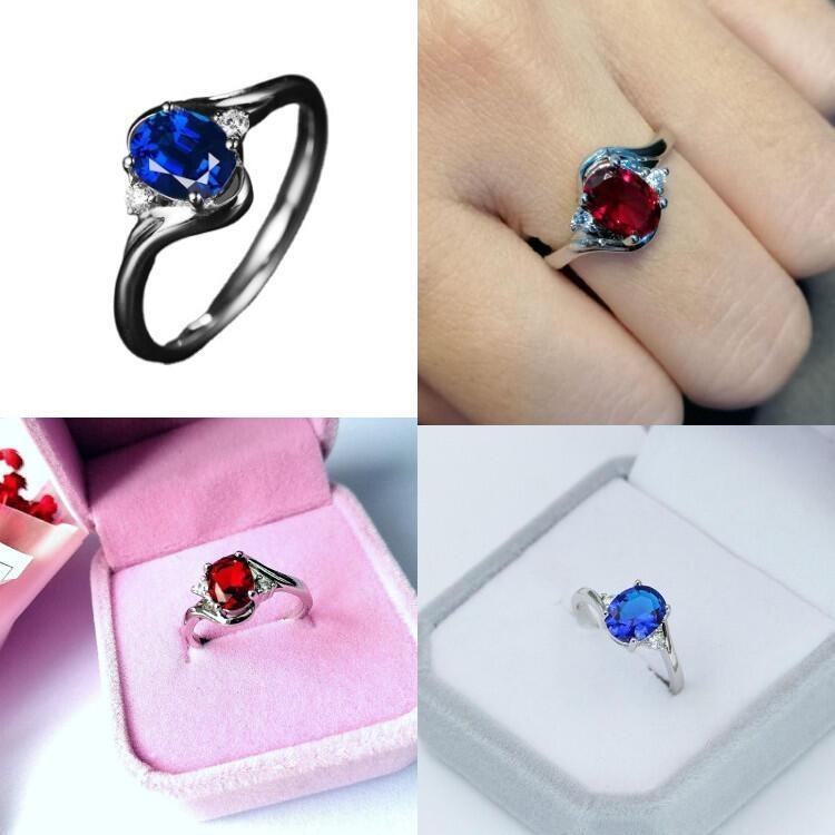 戒指女 仿真紅寶石戒指 開口戒指 女生飾品 藍寶石戒指 可調節戒指 水晶戒指 氣質女戒指 時尚銀戒指 金屬戒指 活口戒指-細節圖9