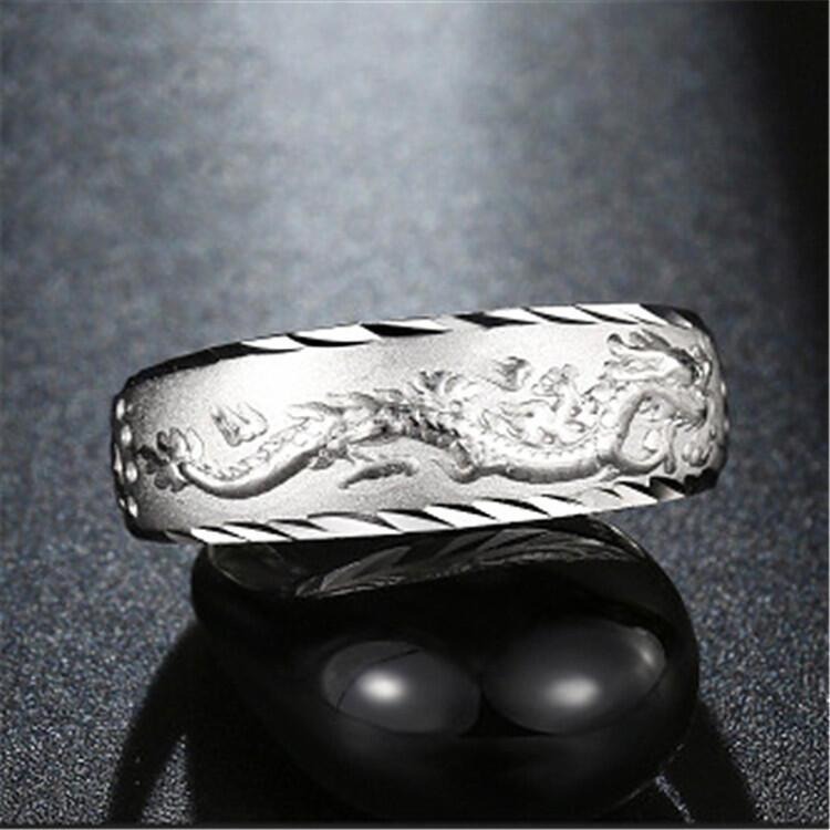 戒指男 龍戒指 霸氣男士戒指 開口戒指 可調式戒指 時尚潮流男生飾品 招財戒指 龍紋戒指 銀色戒指 個性戒指 活動戒圍-細節圖4