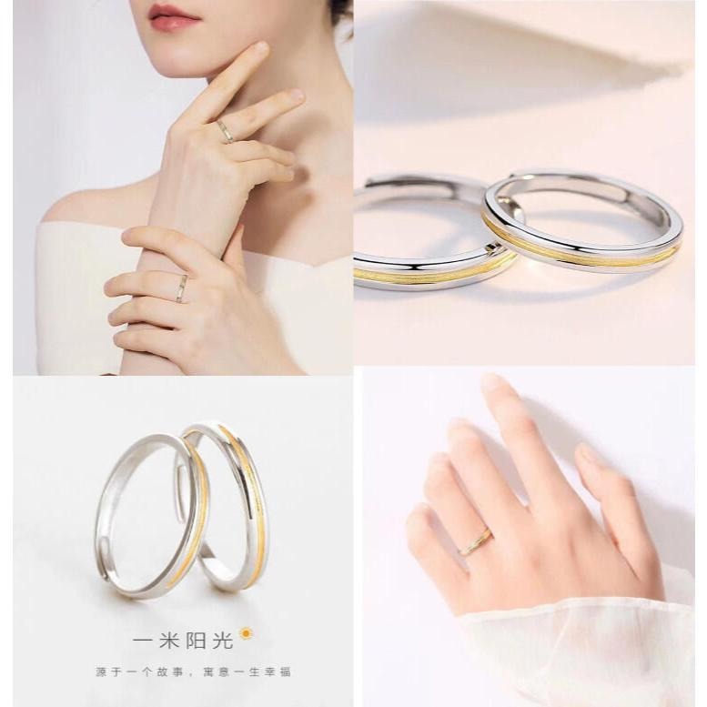 情侶戒指 雙色戒指 男女對戒 可調節戒指 銀戒指 開口戒指 食指戒 情人戒指 金色拼接戒指 銀飾 指環 銅戒指 日韓飾品-細節圖2