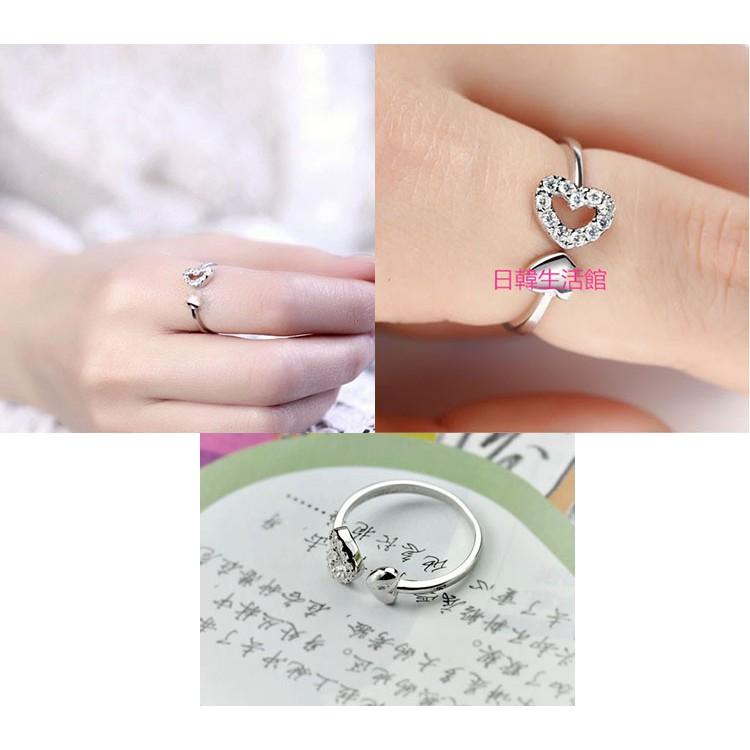 大小愛心戒指 可調節戒指 開口指環 雙心戒指 鏤空愛心水鑽戒指 銀戒 韓風首飾 氣質女戒 銀飾 時尚流行飾品 日韓生活館-細節圖4