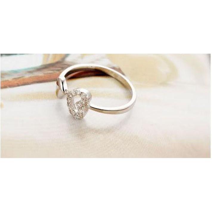 大小愛心戒指 可調節戒指 開口指環 雙心戒指 鏤空愛心水鑽戒指 銀戒 韓風首飾 氣質女戒 銀飾 時尚流行飾品 日韓生活館-細節圖5