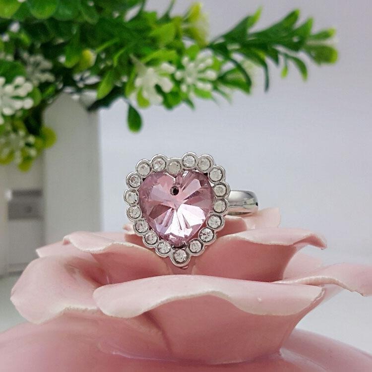 愛心戒指 海洋之心戒指 時尚流行飾品 可調節戒指 心形戒指 造型戒指 女生戒指 藍寶石水晶戒指 愛心水鑽指環 精美首飾-細節圖5