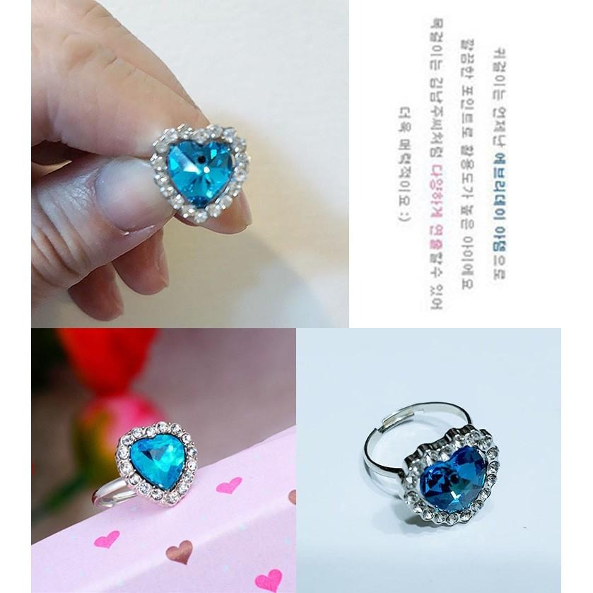 愛心戒指 海洋之心戒指 時尚流行飾品 可調節戒指 心形戒指 造型戒指 女生戒指 藍寶石水晶戒指 愛心水鑽指環 精美首飾-細節圖7