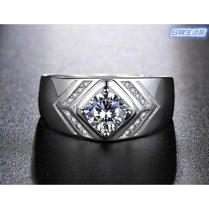 時尚男戒 霸氣指環 男士戒指 鑽石仿真鑽戒 水晶戒指銅飾 水鑽鍍銀戒指 活圍可調節 寬版戒指 男生流行飾品 個性型男配件-細節圖4
