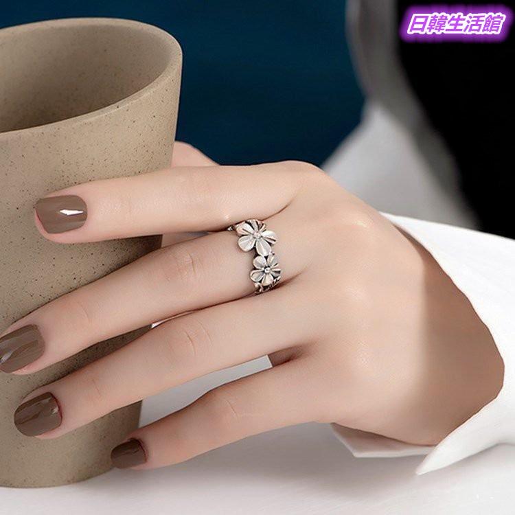 日韓生活館 花朵戒指 復古風戒指 泰銀指環 開口戒 可調節戒指 鍍銀戒指 潮流女戒指 銅飾 金屬戒指 女生飾品 個性戒指-細節圖2