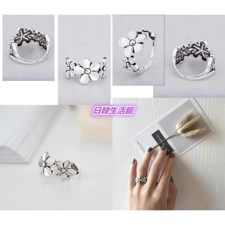 日韓生活館 花朵戒指 復古風戒指 泰銀指環 開口戒 可調節戒指 鍍銀戒指 潮流女戒指 銅飾 金屬戒指 女生飾品 個性戒指-細節圖4