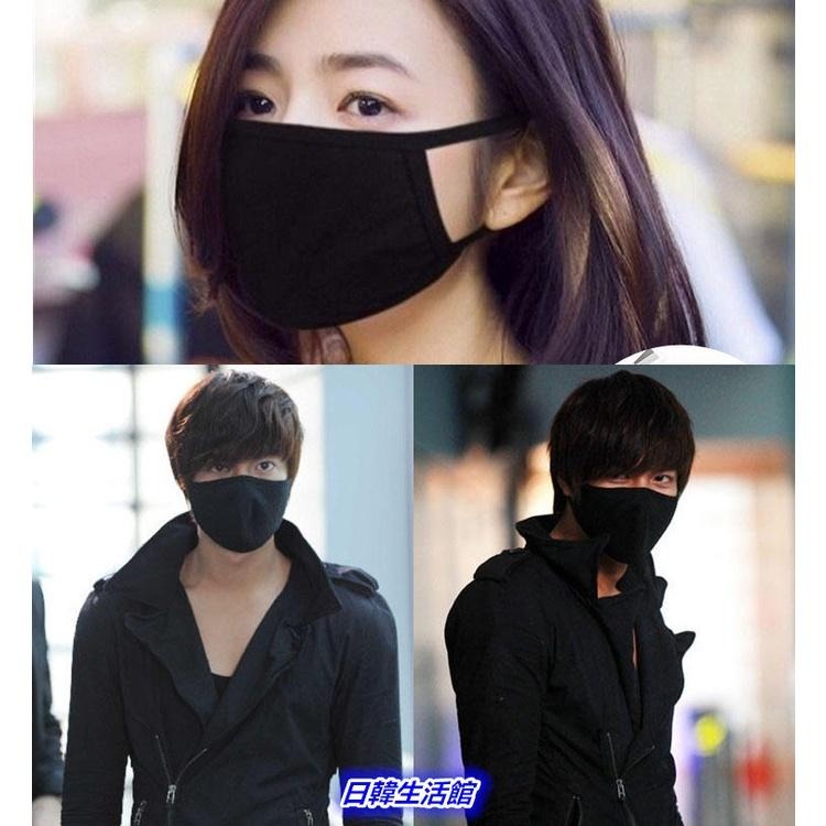 男女黑色口罩 水洗口罩 布口罩 防塵防風騎車口罩 冬天保暖口罩 情侶口罩 加大加厚口罩 全黑三層棉質口罩 重複可清洗口罩-細節圖5