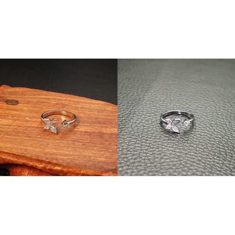 日韓生活館 簡約氣質蝴蝶鋯石戒指 戒圍可調整戒指 蝴蝶水鑽戒指 開口指環 銀戒 超人氣流行女戒 蝴蝶戒指 首飾 定情銀飾-細節圖2