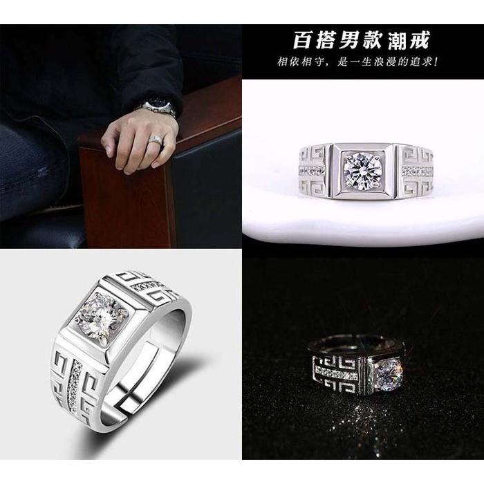 韓版情侶對戒 仿鑽石戒指 鑽戒 情人飾品 生日戒指 男女對戒銀飾 情侶戒指 活圍戒 開口可調式戒指 水晶指環 鋯石銀戒指-細節圖2