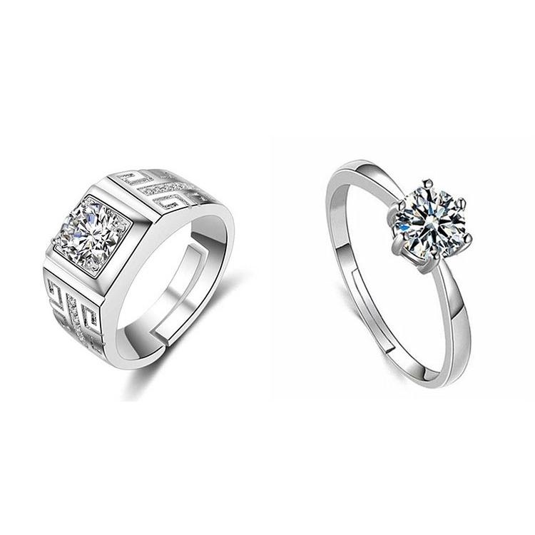 韓版情侶對戒 仿鑽石戒指 鑽戒 情人飾品 生日戒指 男女對戒銀飾 情侶戒指 活圍戒 開口可調式戒指 水晶指環 鋯石銀戒指-細節圖5