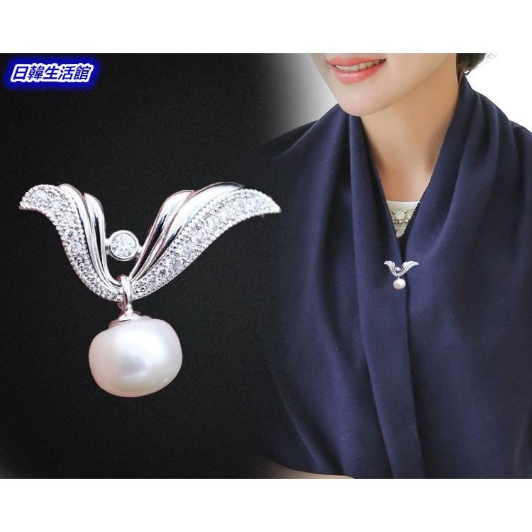 珍珠胸針 V形胸針 翅膀胸針 胸花別針 防走光胸針 V領別針 固定衣服 領口裝飾 服裝配飾 西裝領針 胸釦 鋯石水鑽胸針-細節圖5