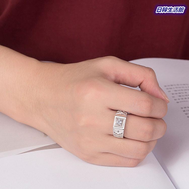 男生戒指 V形開口戒指 霸氣男戒 鋯石戒指 男士寬版戒指 戒圍可調節戒指 男性飾品 銀戒指 仿真鑽石戒指 活圍戒指 銅飾-細節圖7