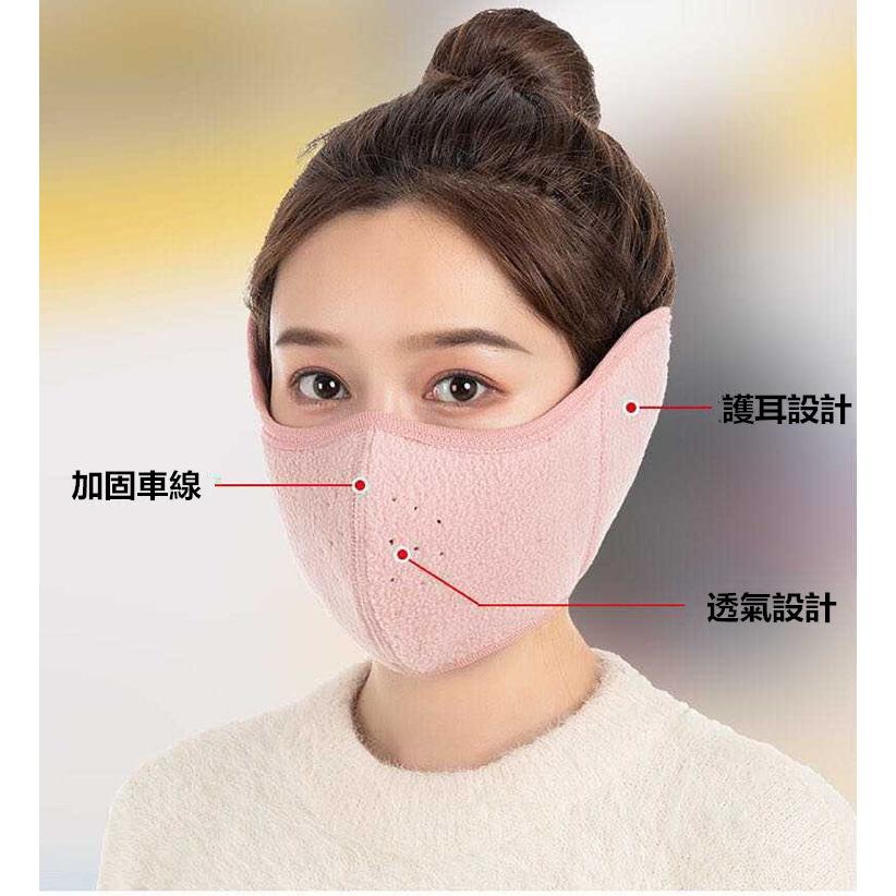 冬季防寒保暖口罩 二合一立體口罩 防風耳罩防塵面罩 騎車口罩情侶口罩 加厚連體護耳黑色口罩 重複使用可清洗口罩 水洗口罩-細節圖7