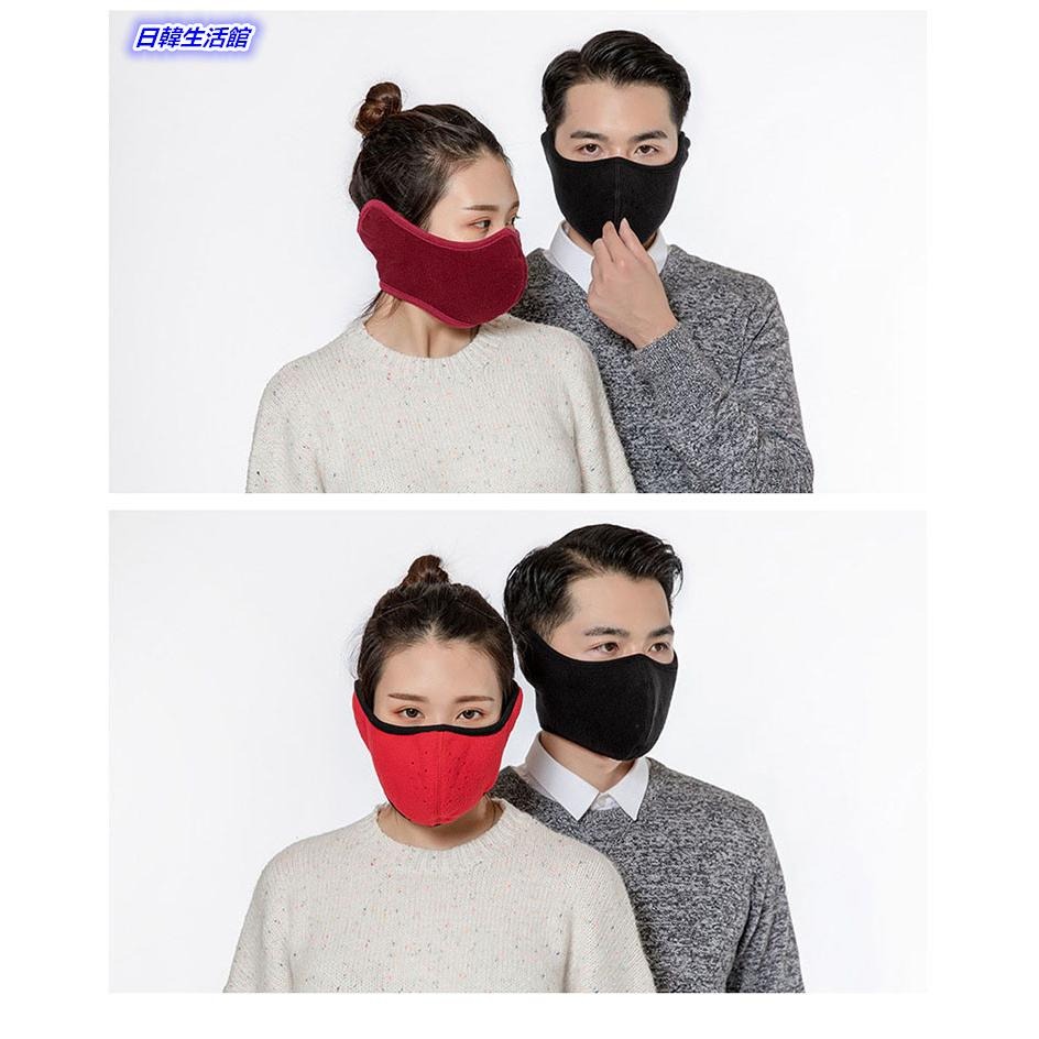 冬季防寒保暖口罩 二合一立體口罩 防風耳罩防塵面罩 騎車口罩情侶口罩 加厚連體護耳黑色口罩 重複使用可清洗口罩 水洗口罩-細節圖9