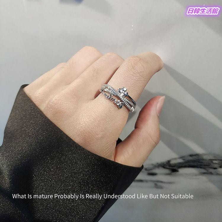 歐美時尚戒指 三環靈動食指戒 女生戒指 四葉草 轉運戒 指環多圈戒指 微笑戒指 活圍戒 銀戒指 多層交叉戒指 可調節戒指-細節圖3
