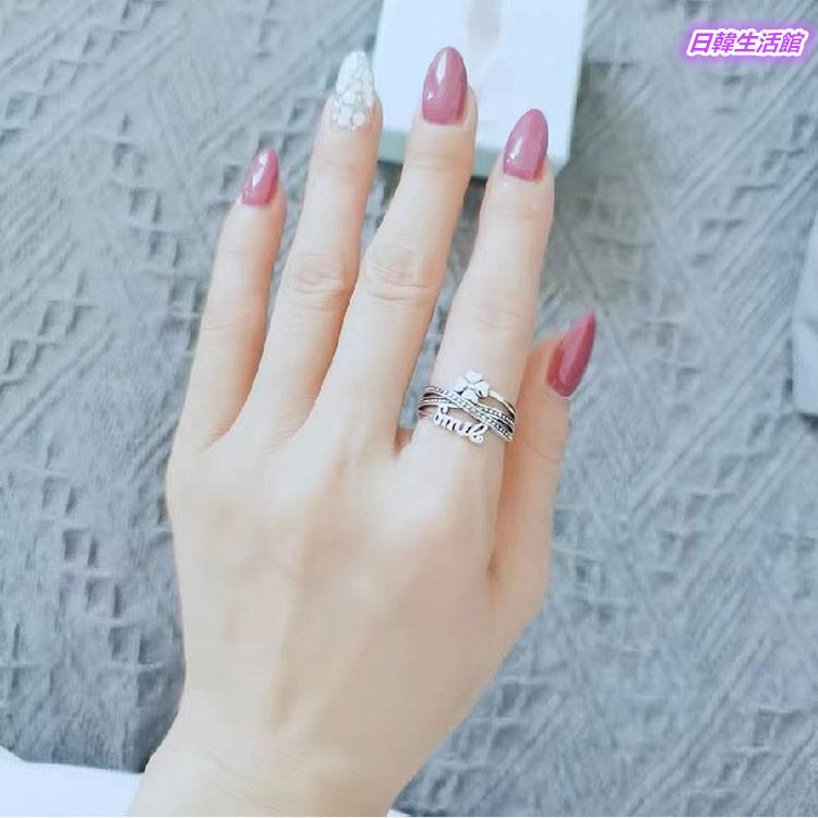 歐美時尚戒指 三環靈動食指戒 女生戒指 四葉草 轉運戒 指環多圈戒指 微笑戒指 活圍戒 銀戒指 多層交叉戒指 可調節戒指-細節圖5
