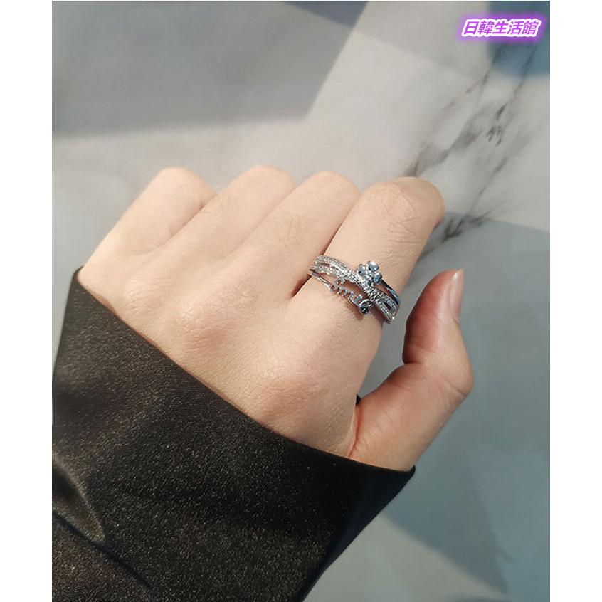 歐美時尚戒指 三環靈動食指戒 女生戒指 四葉草 轉運戒 指環多圈戒指 微笑戒指 活圍戒 銀戒指 多層交叉戒指 可調節戒指-細節圖7