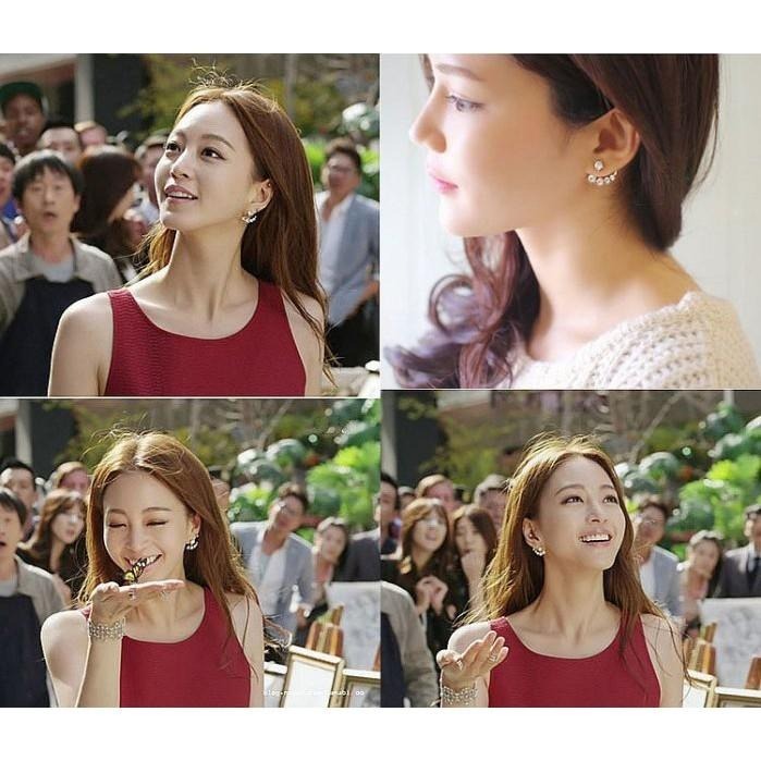 日韓生活館 韓劇美女的誕生 明星同款不對稱耳環 水鑽珍珠耳環 韓系時尚飾品 後掛式珍珠耳釘 韓國耳環 精品配飾 韓妞耳飾-細節圖7