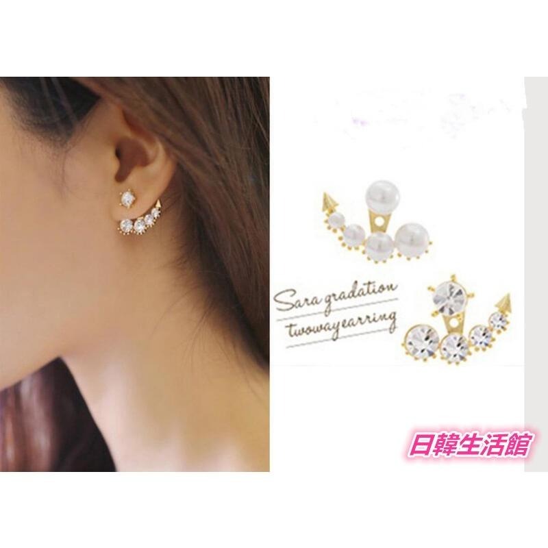 日韓生活館 韓劇美女的誕生 明星同款不對稱耳環 水鑽珍珠耳環 韓系時尚飾品 後掛式珍珠耳釘 韓國耳環 精品配飾 韓妞耳飾-細節圖9