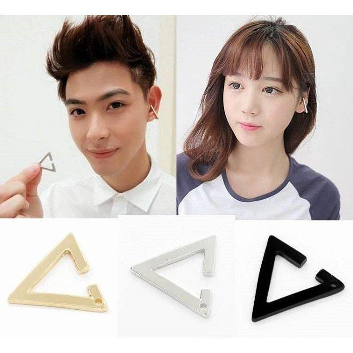 韓系潮流飾品 三角形耳環 無耳洞耳夾 男生耳環 韓國時尚耳環 夾式耳環 免穿洞耳環 單支 日韓個性耳飾 金屬耳環 耳骨夾-細節圖2