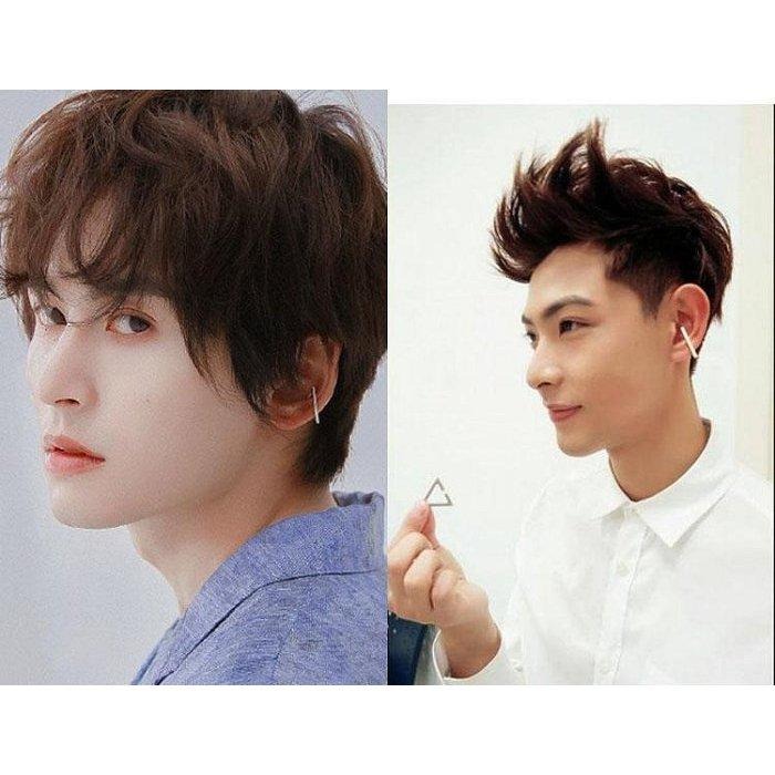 韓系潮流飾品 三角形耳環 無耳洞耳夾 男生耳環 韓國時尚耳環 夾式耳環 免穿洞耳環 單支 日韓個性耳飾 金屬耳環 耳骨夾-細節圖7