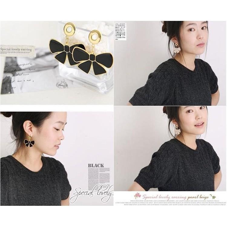 日韓生活館~韓版飾品滴釉蝴蝶結耳環 韓國潮流耳飾品東大門 韓風流行款百搭配飾 潮女耳釘耳墜吊墜耳針 高貴典雅韓系時尚首飾-細節圖2