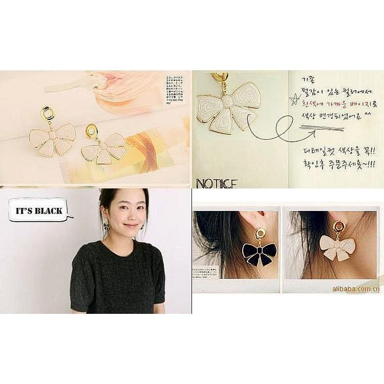 日韓生活館~韓版飾品滴釉蝴蝶結耳環 韓國潮流耳飾品東大門 韓風流行款百搭配飾 潮女耳釘耳墜吊墜耳針 高貴典雅韓系時尚首飾-細節圖3