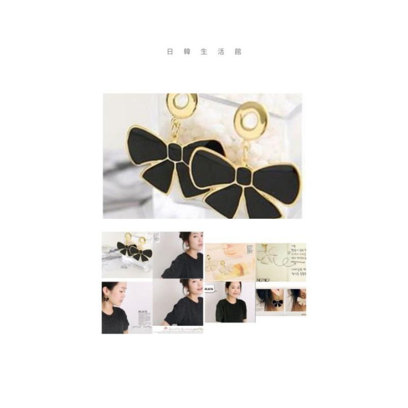 日韓生活館~韓版飾品滴釉蝴蝶結耳環 韓國潮流耳飾品東大門 韓風流行款百搭配飾 潮女耳釘耳墜吊墜耳針 高貴典雅韓系時尚首飾-細節圖4