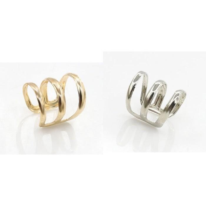 日韓生活館 韓版三圈U型耳夾 歐美時尚耳環 免穿洞 耳骨夾 韓系飾品 夾式耳環 韓國潮流耳飾 無耳洞耳環 金屬鏤空耳環-細節圖4