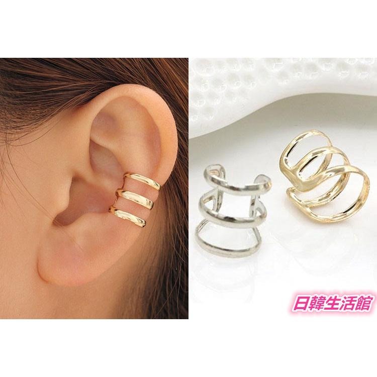 日韓生活館 韓版三圈U型耳夾 歐美時尚耳環 免穿洞 耳骨夾 韓系飾品 夾式耳環 韓國潮流耳飾 無耳洞耳環 金屬鏤空耳環-細節圖5