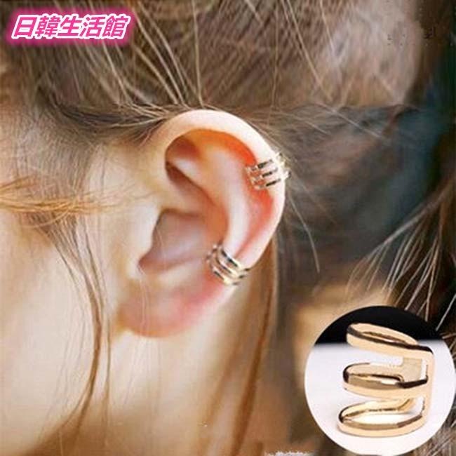 日韓生活館 韓版三圈U型耳夾 歐美時尚耳環 免穿洞 耳骨夾 韓系飾品 夾式耳環 韓國潮流耳飾 無耳洞耳環 金屬鏤空耳環-細節圖6