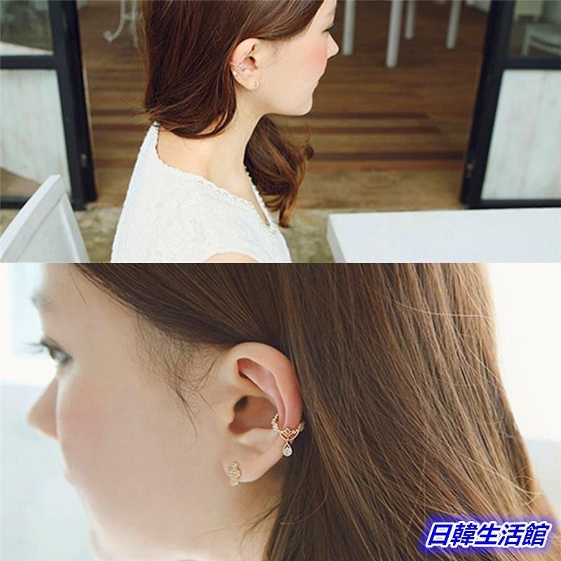 韓版耳環 鋯石水鑽耳環 無耳洞耳環 水滴耳環 韓國流行飾品 夾式耳環 單支免穿洞耳夾 單耳耳環 c型耳環耳骨夾 日系耳飾-細節圖4