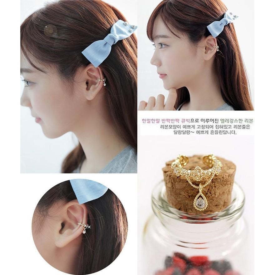 韓版耳環 鋯石水鑽耳環 無耳洞耳環 水滴耳環 韓國流行飾品 夾式耳環 單支免穿洞耳夾 單耳耳環 c型耳環耳骨夾 日系耳飾-細節圖5