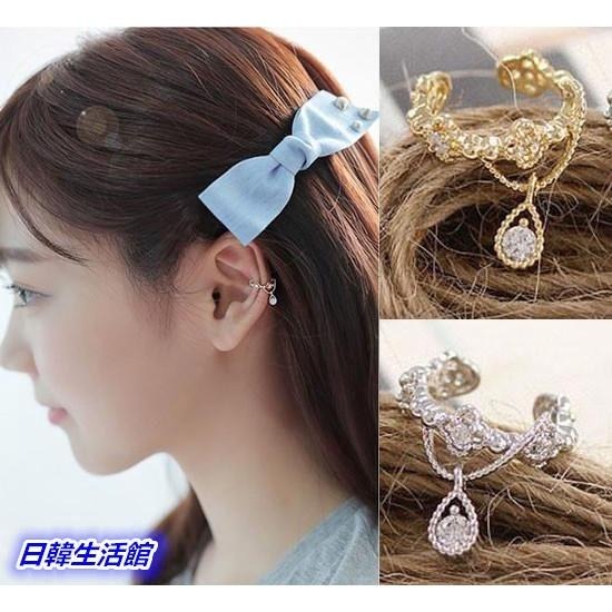 韓版耳環 鋯石水鑽耳環 無耳洞耳環 水滴耳環 韓國流行飾品 夾式耳環 單支免穿洞耳夾 單耳耳環 c型耳環耳骨夾 日系耳飾-細節圖8