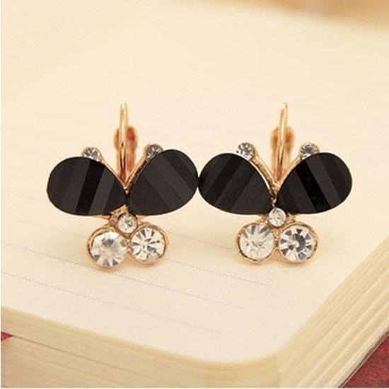 韓國時尚貓眼石蝴蝶耳環 精緻造型耳環 耳扣 韓風流行飾品 鋯石耳環 日系超萌甜美耳飾 水鑽耳環 潮流百搭首飾 日韓生活館-細節圖2